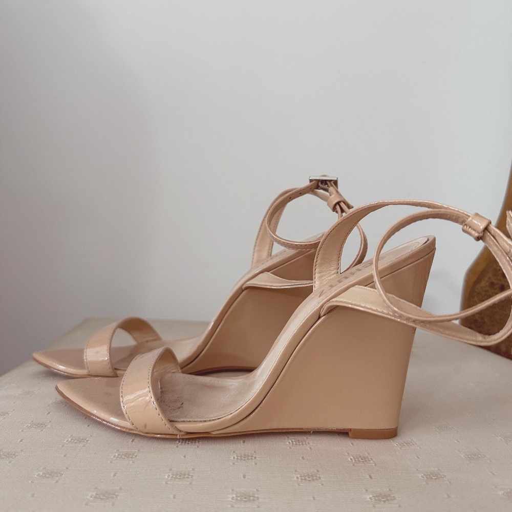 Schutz Raquel Patent Leather Wedge Sandals